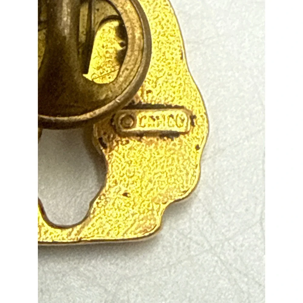 Vintage Chicos Gold Tone Angel Figure Rhinestone Lapel‎ Pin Signed Accessory